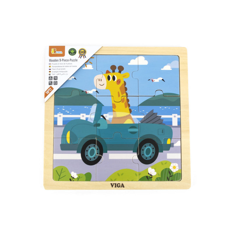 Puzzle din 9 piese mari - Masina, Viga
